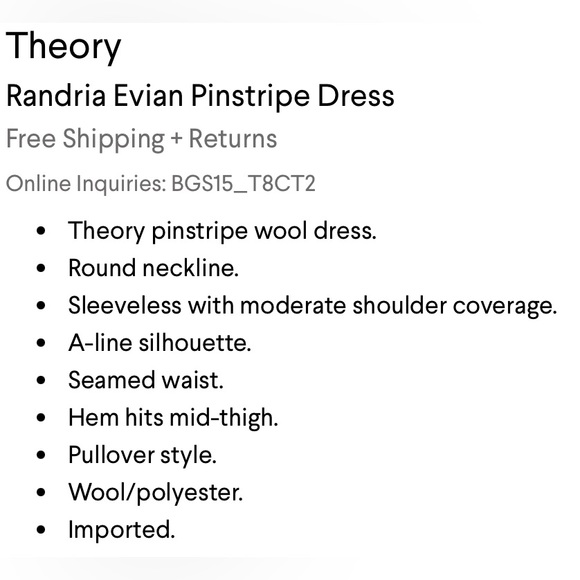 Theory Randria Evian Pinstripe Wool Dress size M - Picture 10 of 10